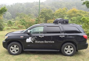 車に貼られたnature-serviceのカッティング用シート