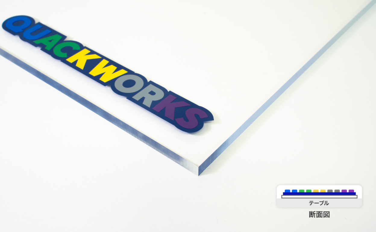 カッティングシートの2色以上の2層構造（アクリル板に貼っています）