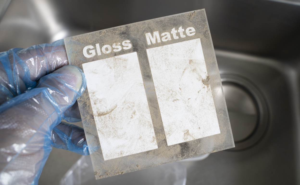 泥汚れの落ち方を光沢・マットで比較 土