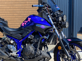 【製作実績】バイクのタンク・フレーム等に0.5mm限界の極小文字・イラストを施工