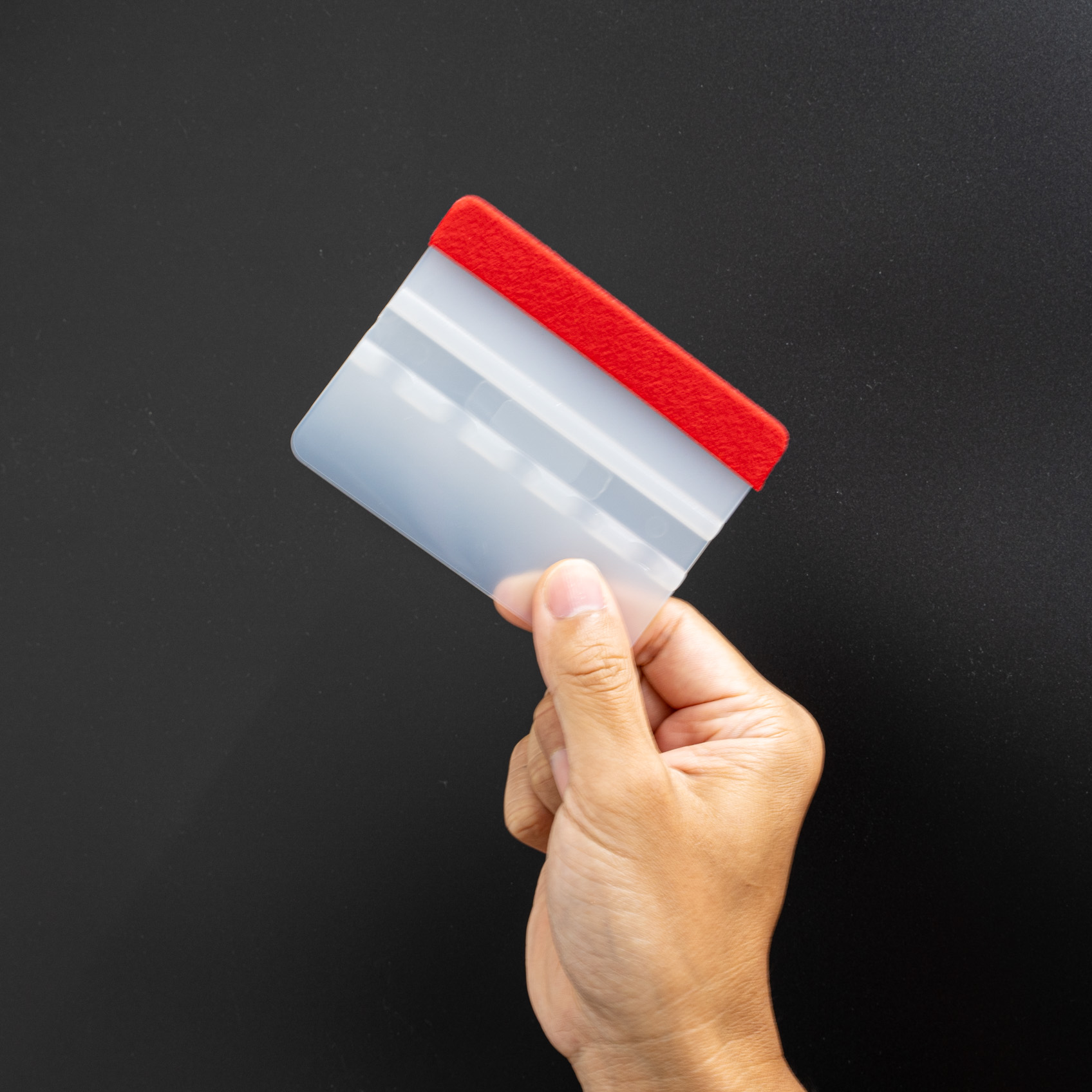 フェルト付きスキージー (透明・ソフト・フェルト赤）